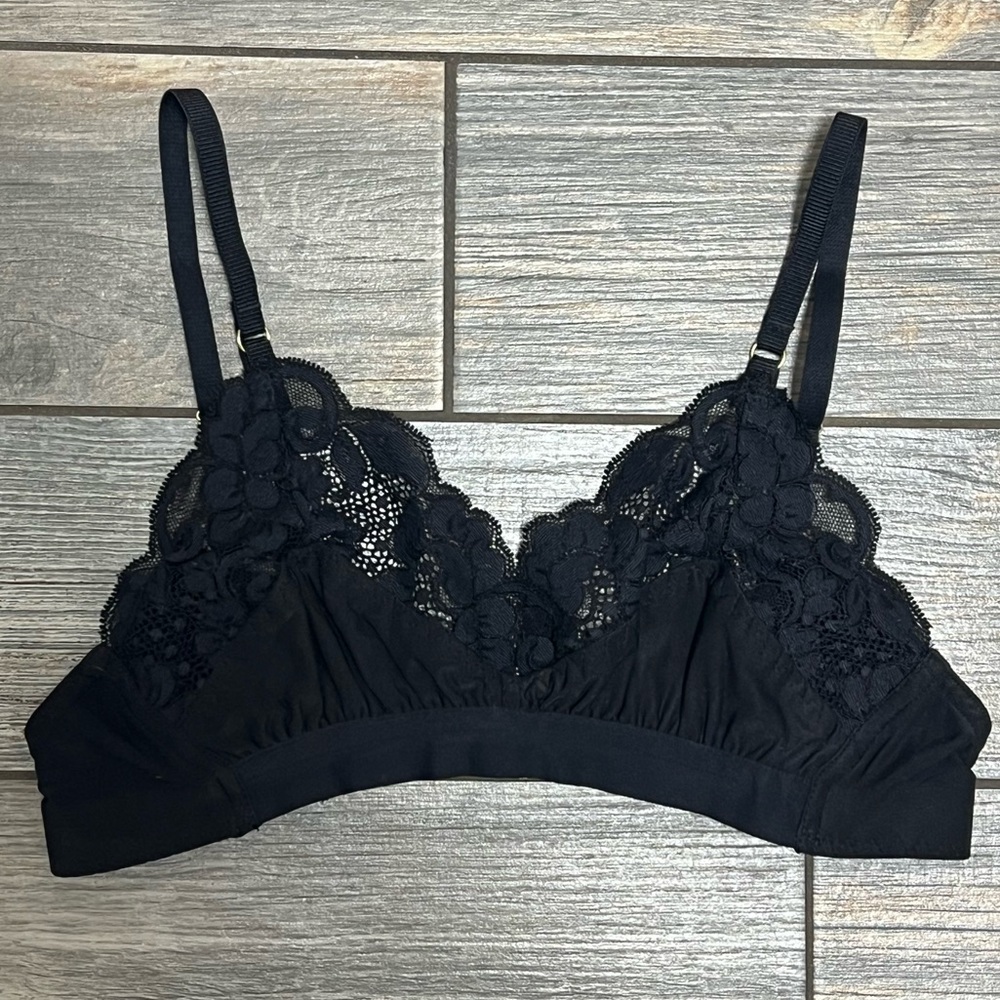 Free People We Are HAH Lounge Bralette Bra Size Small S Black Soft Wireless - Picture 3 of 16